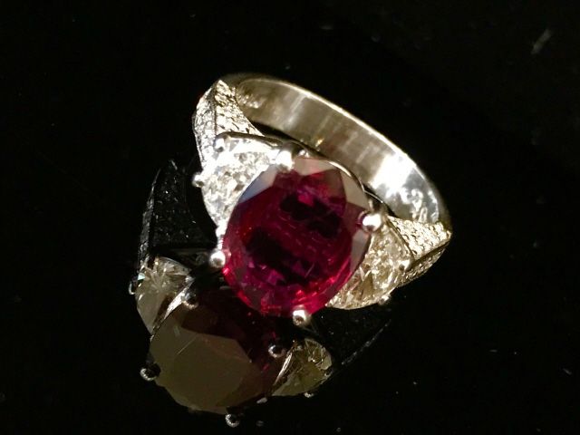 JB Star Platinum GIA Ruby and Diamond Ring