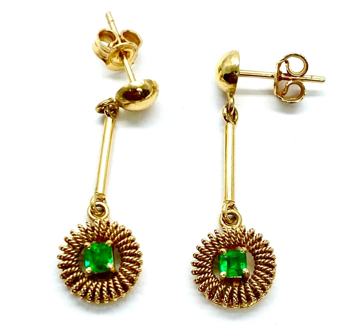 Estate Emerald and Diamond Earrings