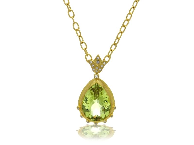 Lemon Citrine and Diamond Necklace