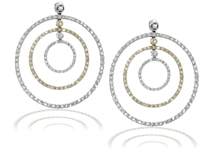 Yellow and White Gold Diamond Earrings