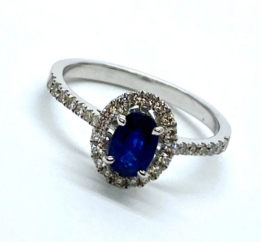 Blue Sapphire and Diamond Ring