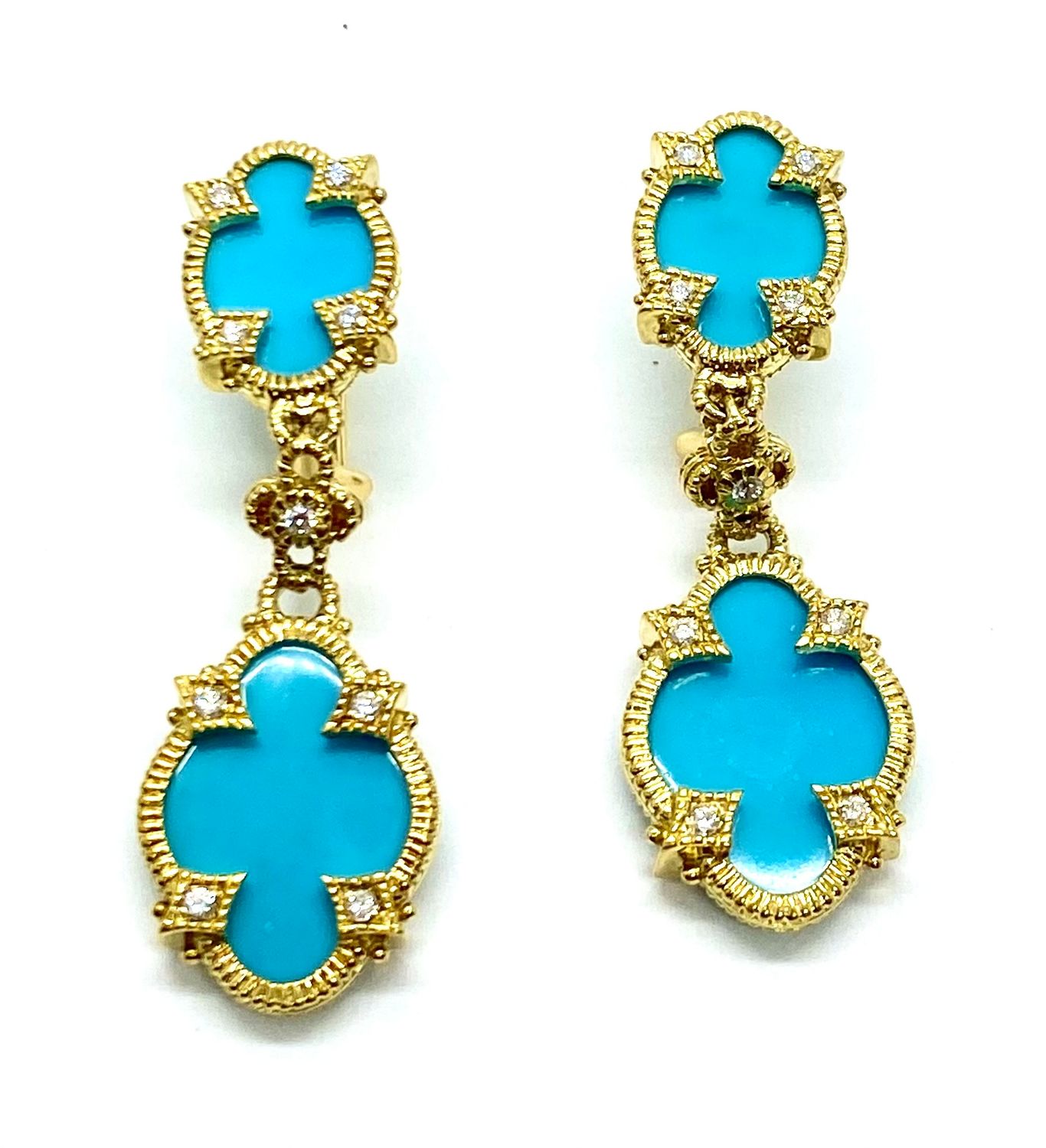 JUDITH RIPKA Turquoise and Diamond Earrings