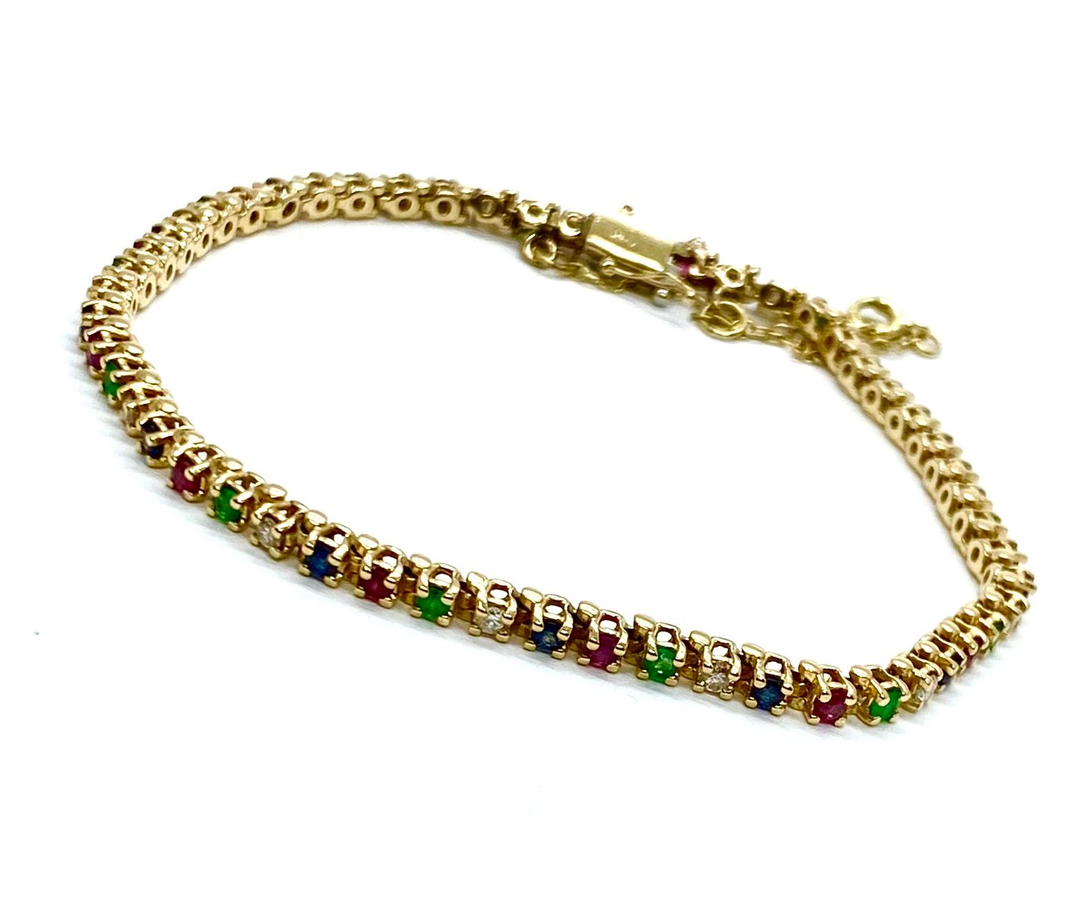Ruby, Sapphire, Emerald and Diamond Bracelet