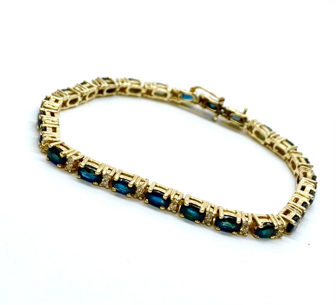 Estate Yellow Gold Sapphire and Diamond Bracelet