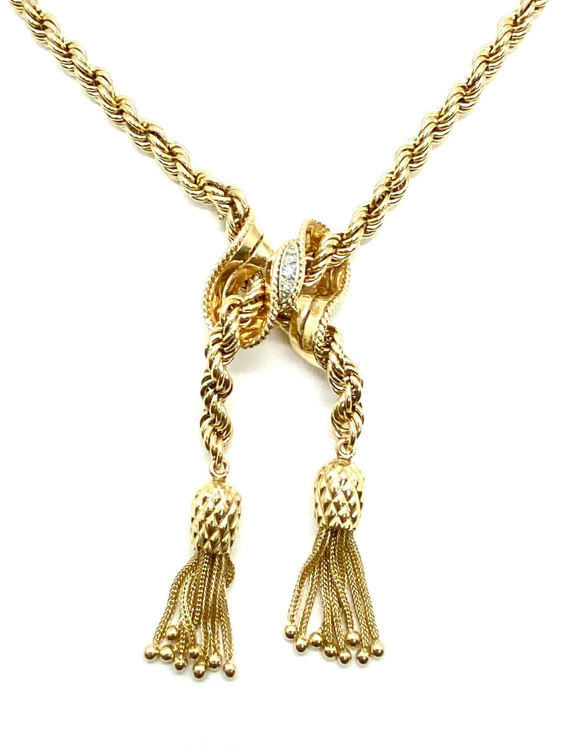 Estate 14K Yellow Gold Tassel Necklace 16"