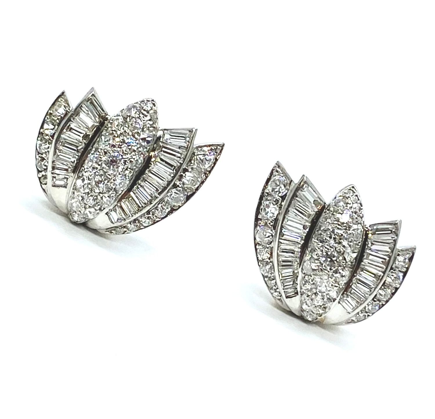 Estate Platinum and Diamond Earrings