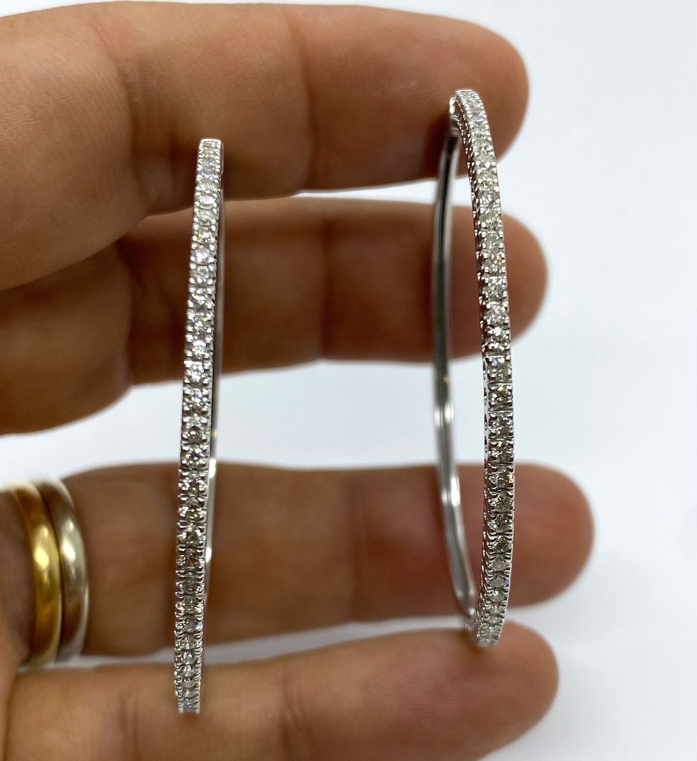 Diamond Hoop Earrings 2"