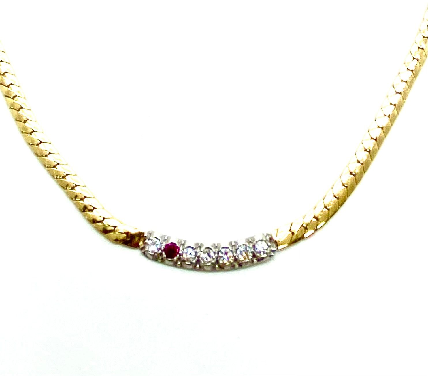 Ruby and Diamond Necklace in Yellow Gold