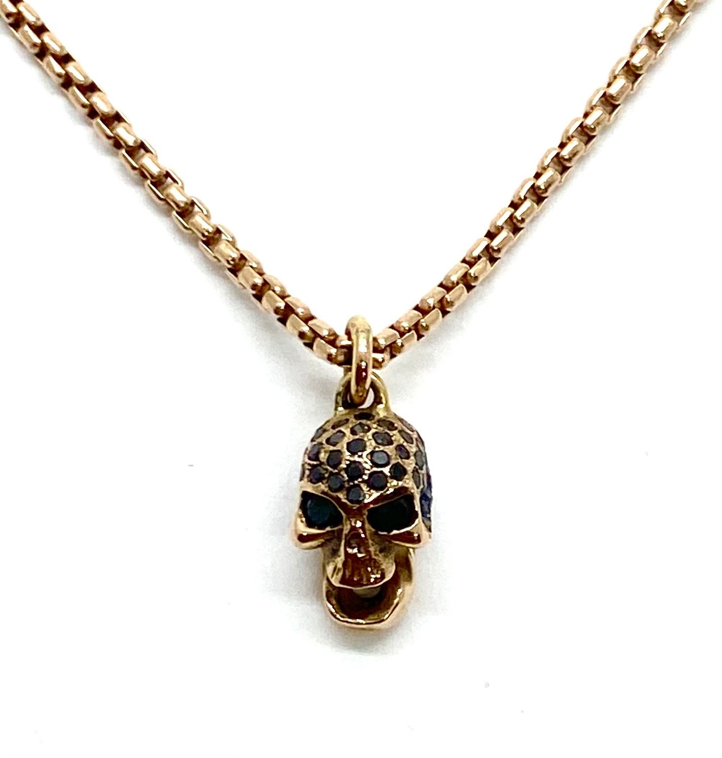 Versani Black Diamond Skull Pendant Necklace