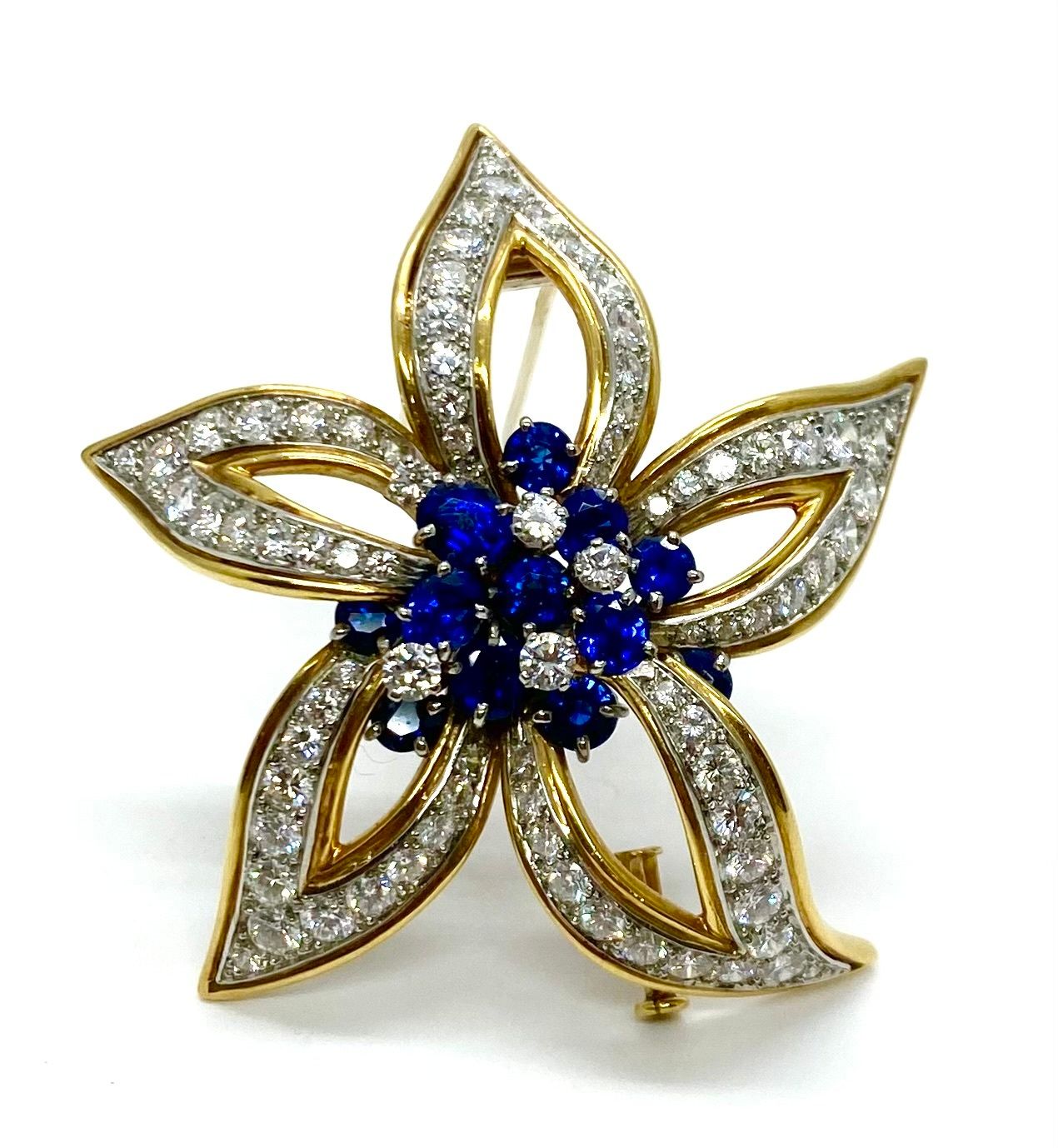 French Faberge Sapphire and Diamond Pin/Brooch