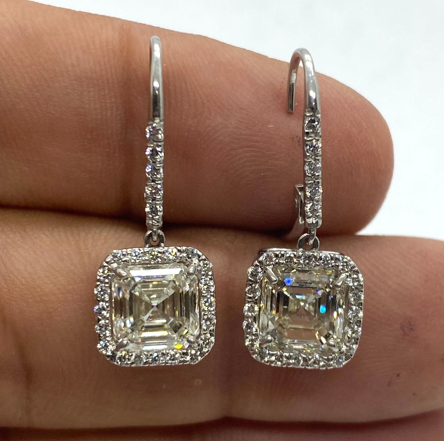 Asher cut Diamond Earrings in Platinum