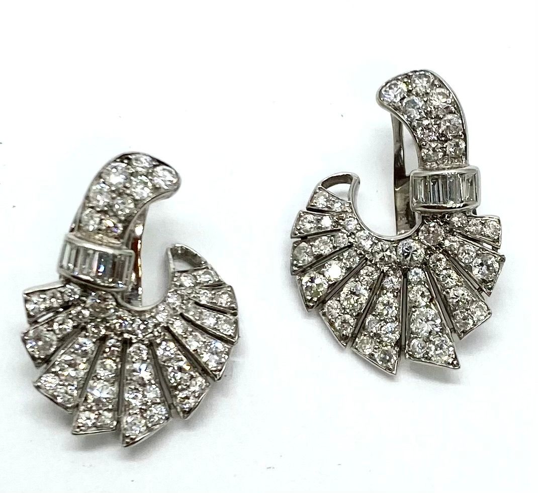 Art Deco Platinum and Diamond Earrings