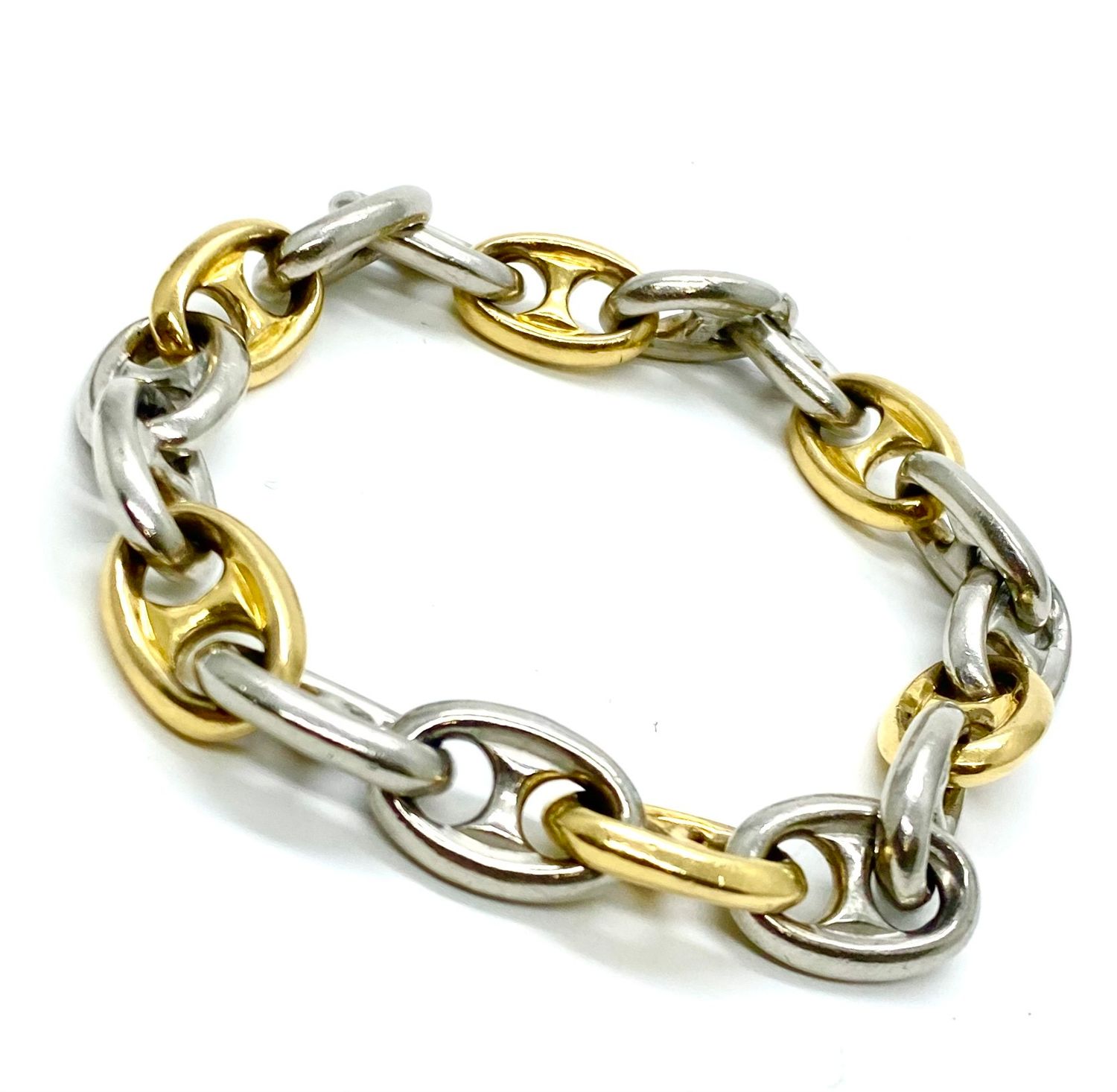 Gucci link Bracelet in Platinum and Yellow Gold