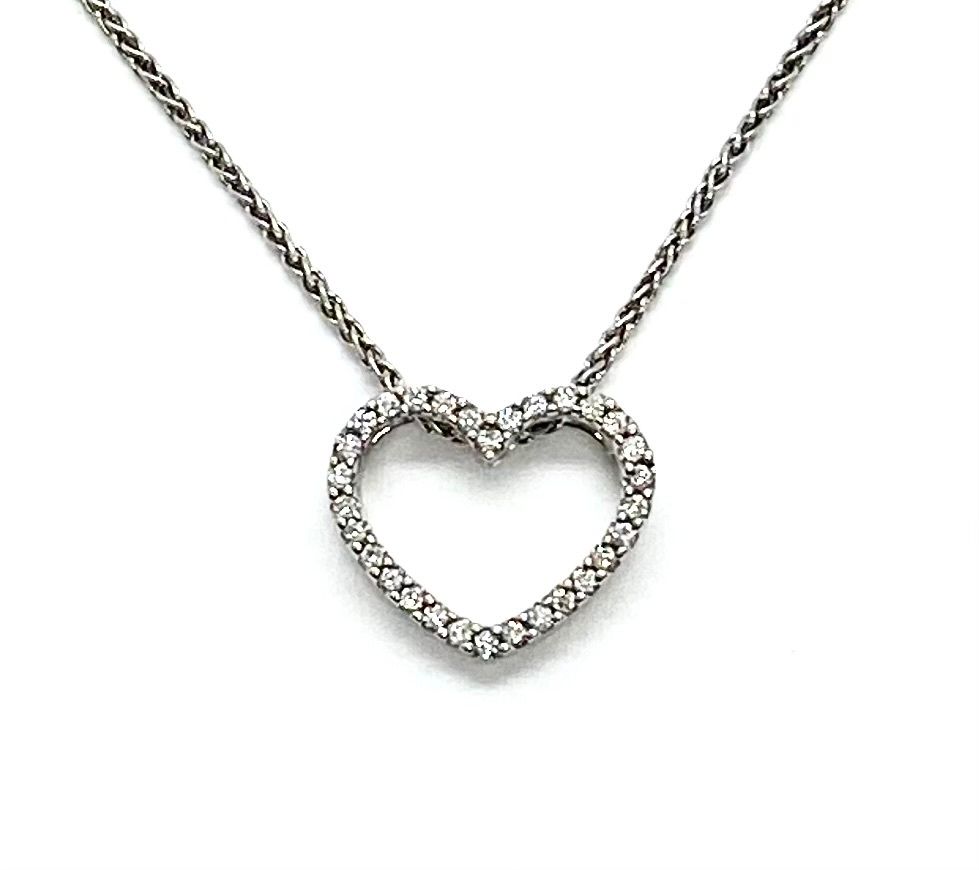 Heart Diamond and Gold Pendant Necklace