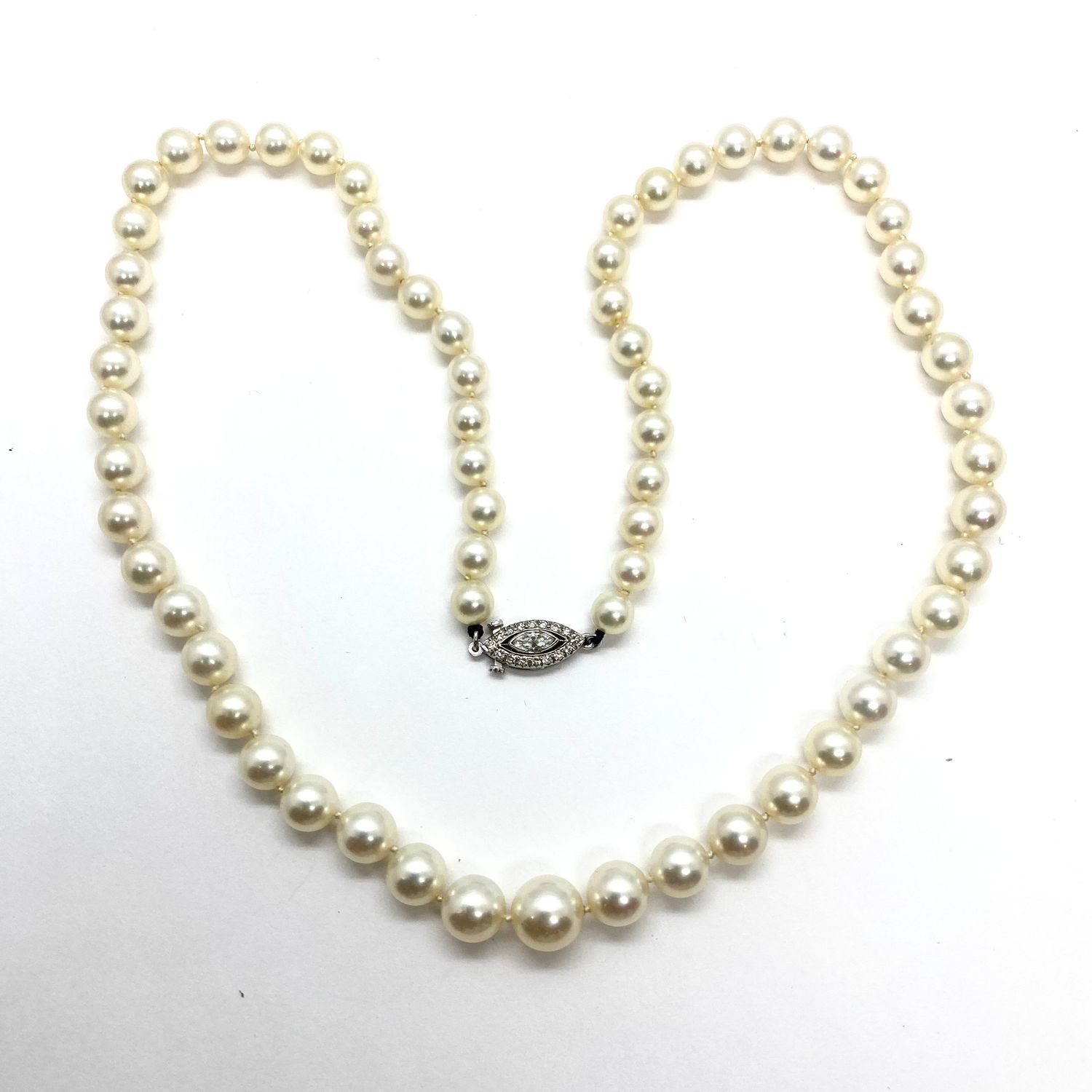 Deco Pearl and Diamond Necklace