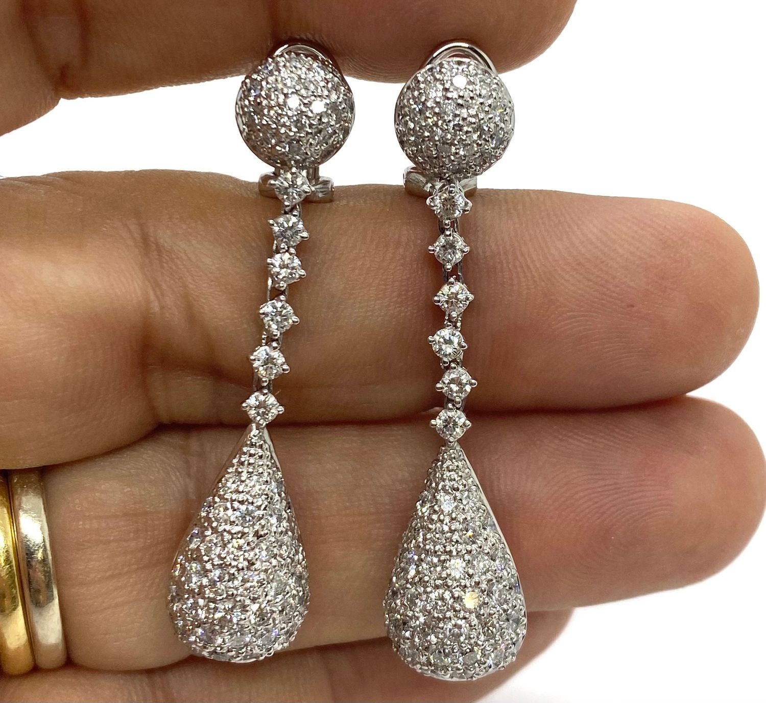 Estate Pave Diamond Drop Earrings