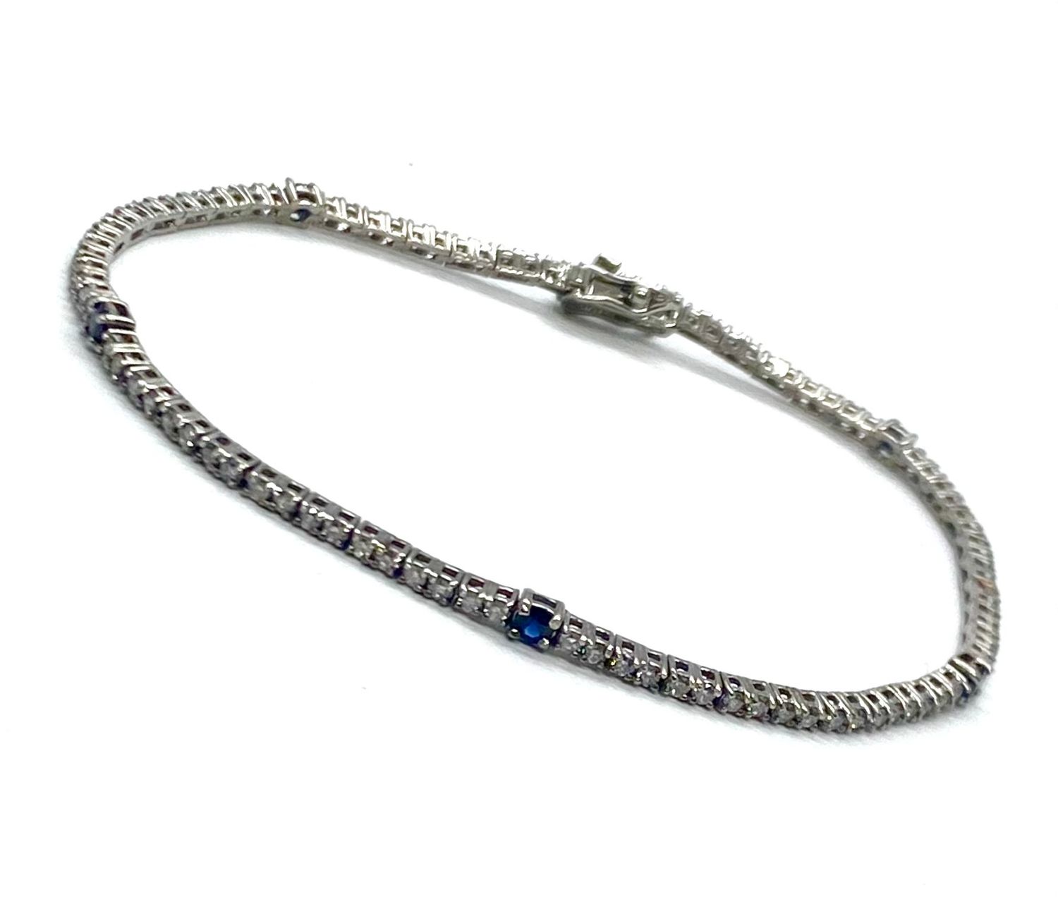 Sapphire and Diamond Bracelet in White Gold