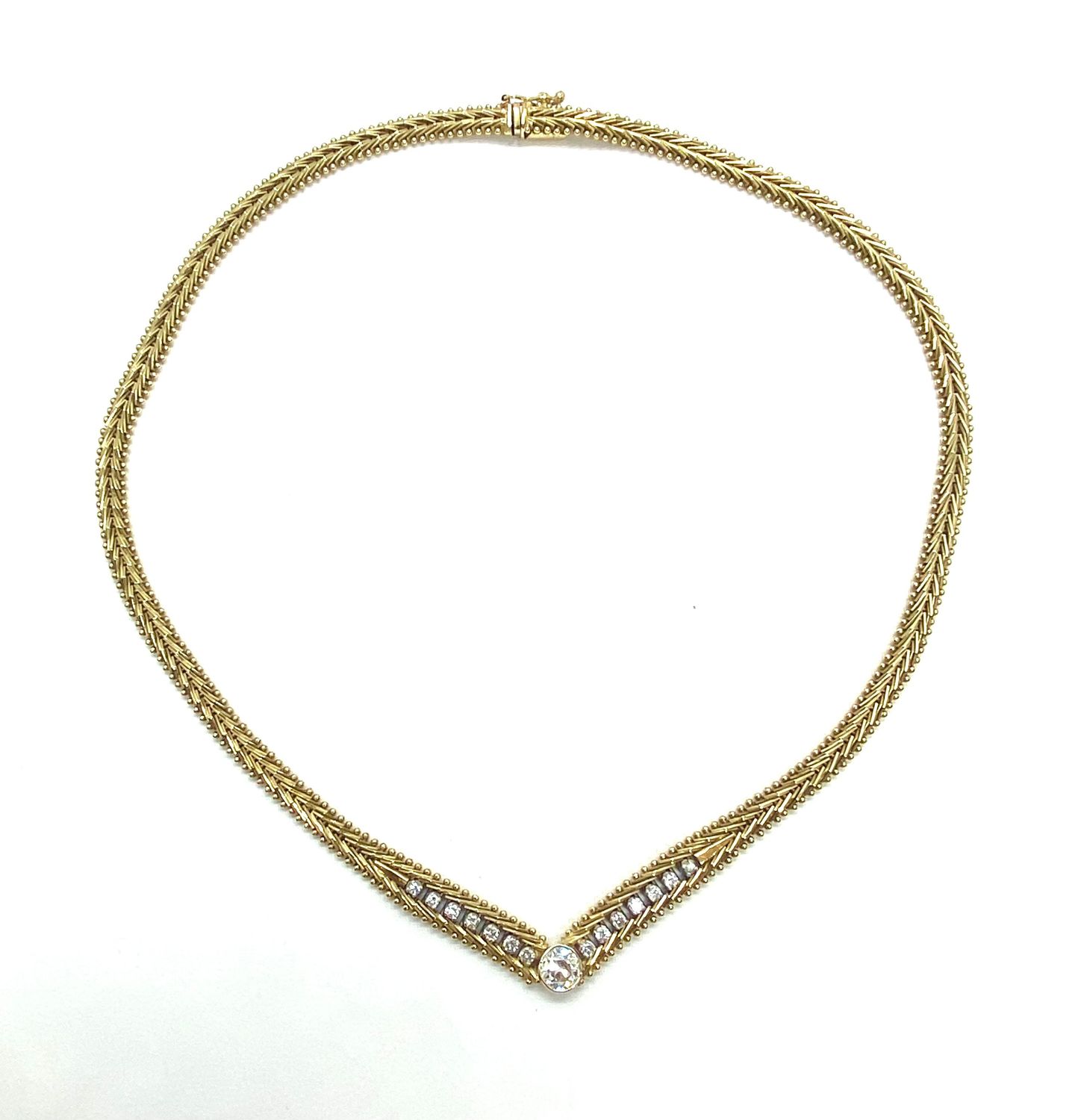 Estate Gold and OEC Diamond Necklace
