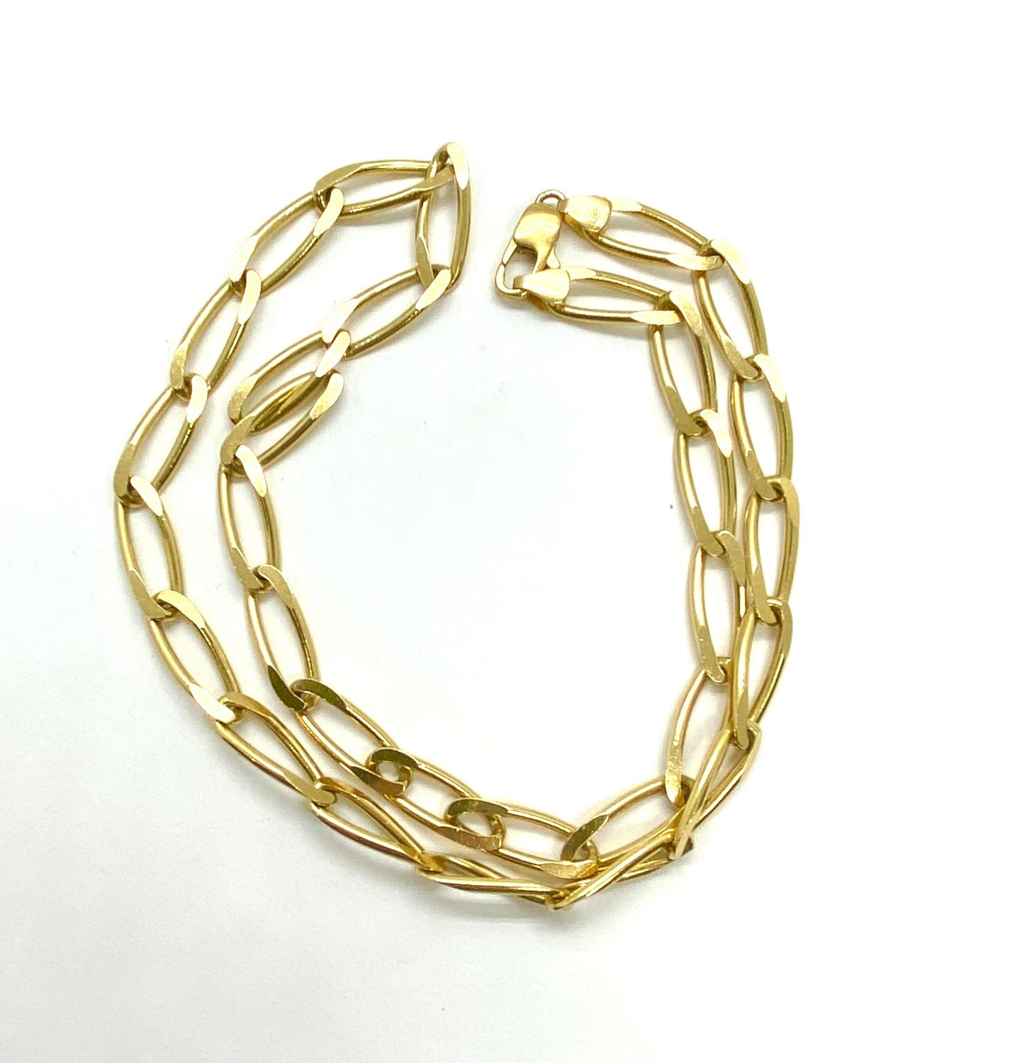 Long flat link Gold Chain