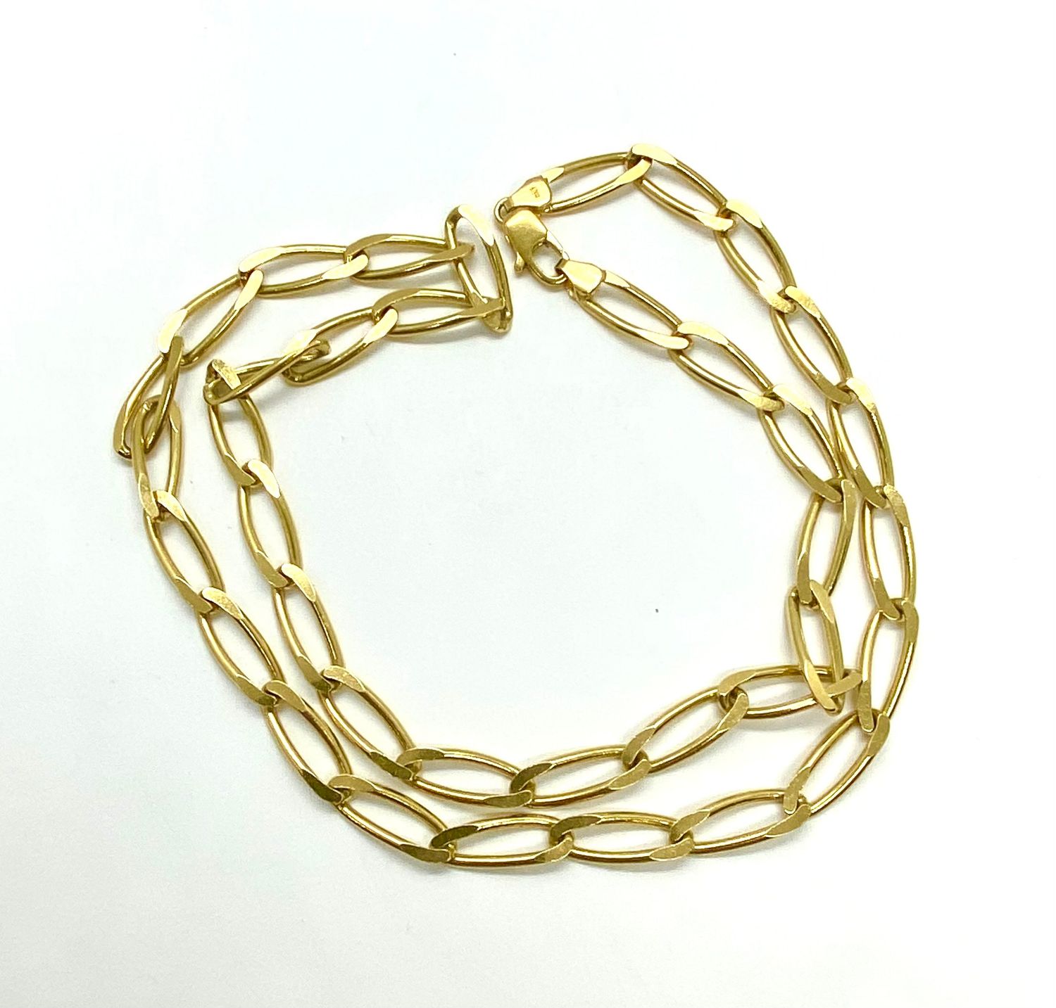 Estate Gold long flat link Necklace