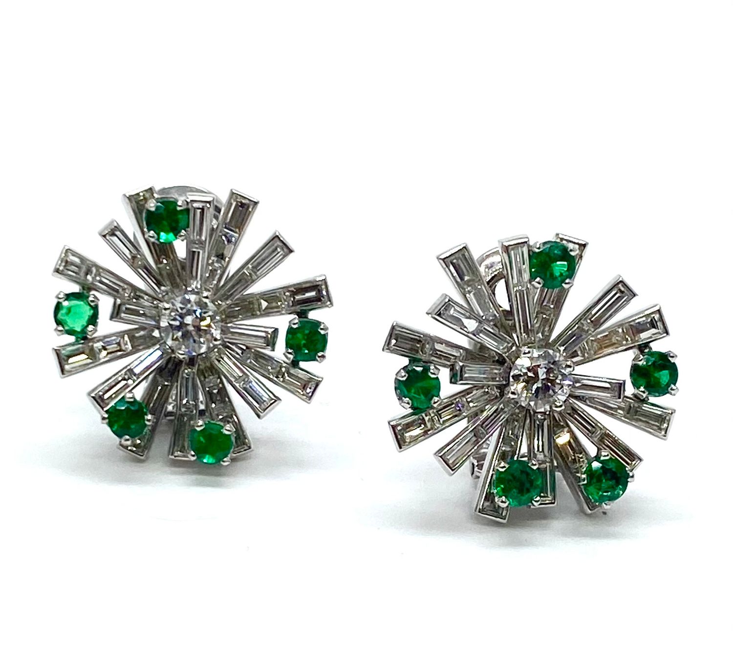 Emerald and Diamond Earrings in Platinum