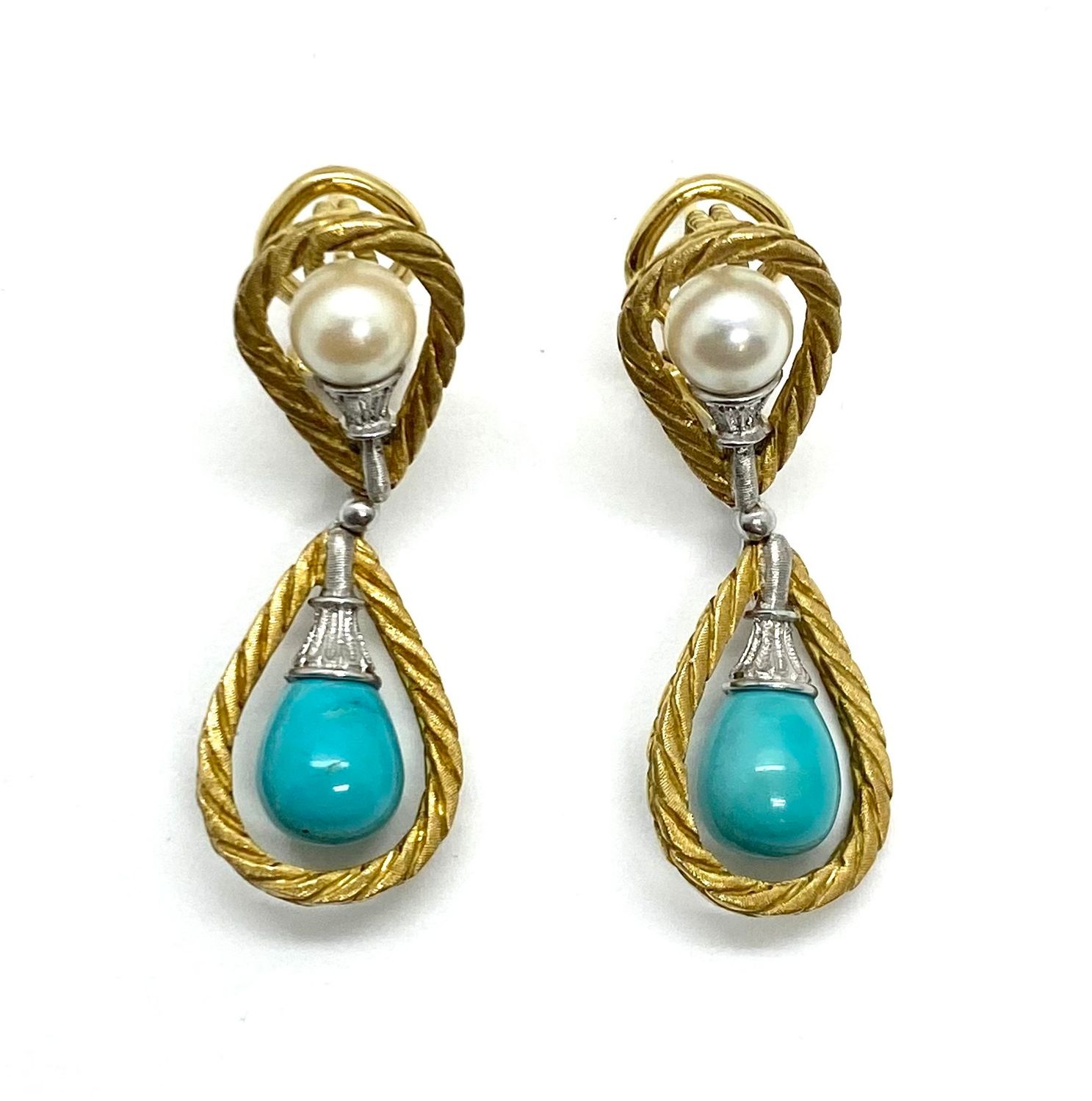 Buccellati Turquoise and Pearl Earrings