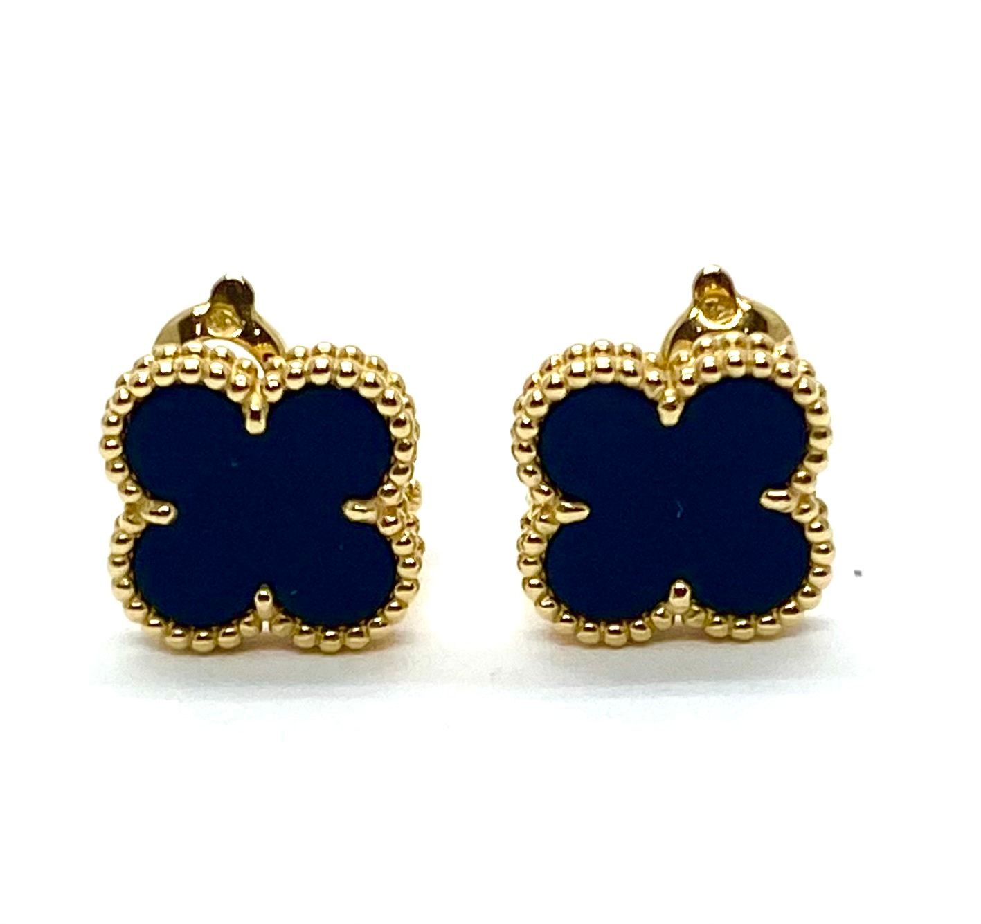 Van Cleef & Arpels Vintage Alhambra Black Onyx Yellow Gold Earrings VCA