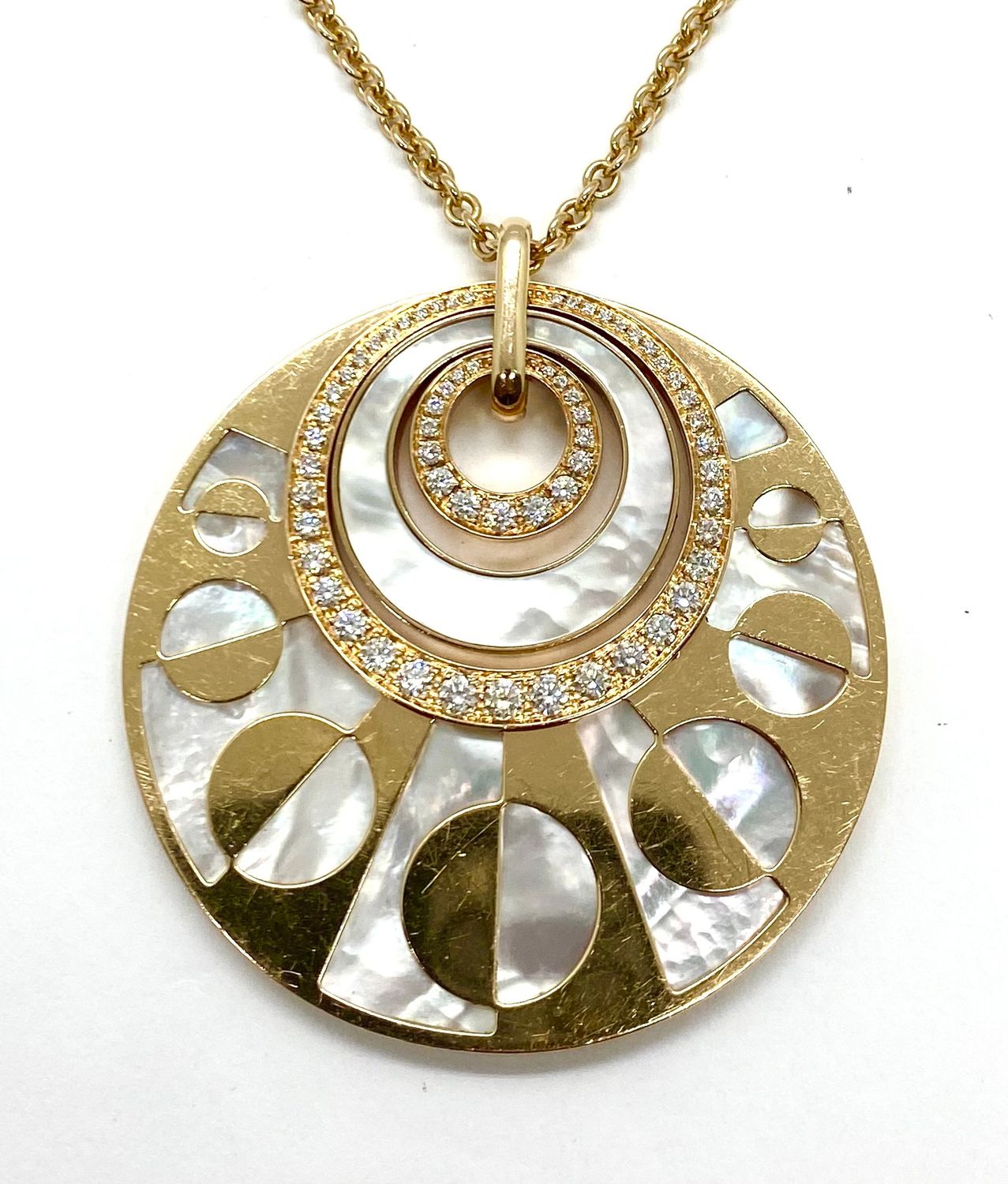 Bulgari Bvlgari Intarsio Mother of Pearl and Diamond Necklace in 18K Rose Gold