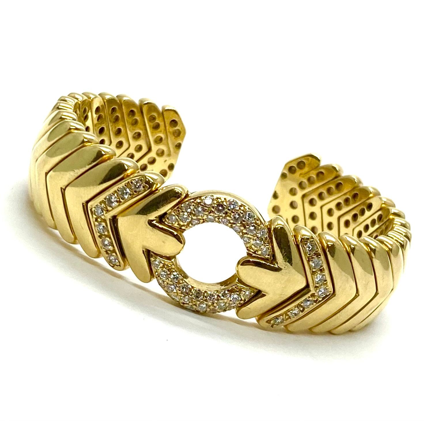 Flexible Yellow Gold and Diamond Cuff