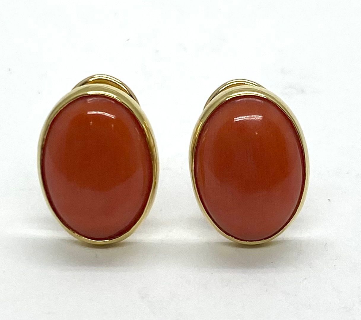 Estate Coral and Gold Earrings
