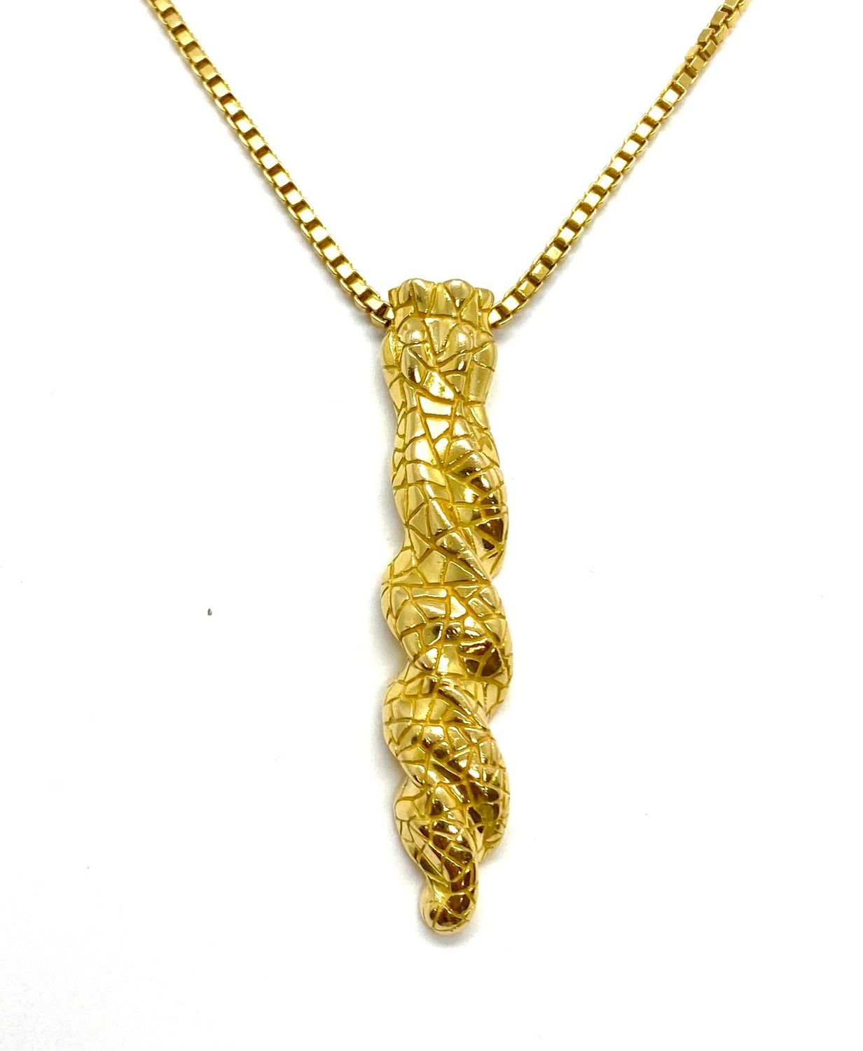 Vintage Yellow Gold Serpent Pendant Necklace