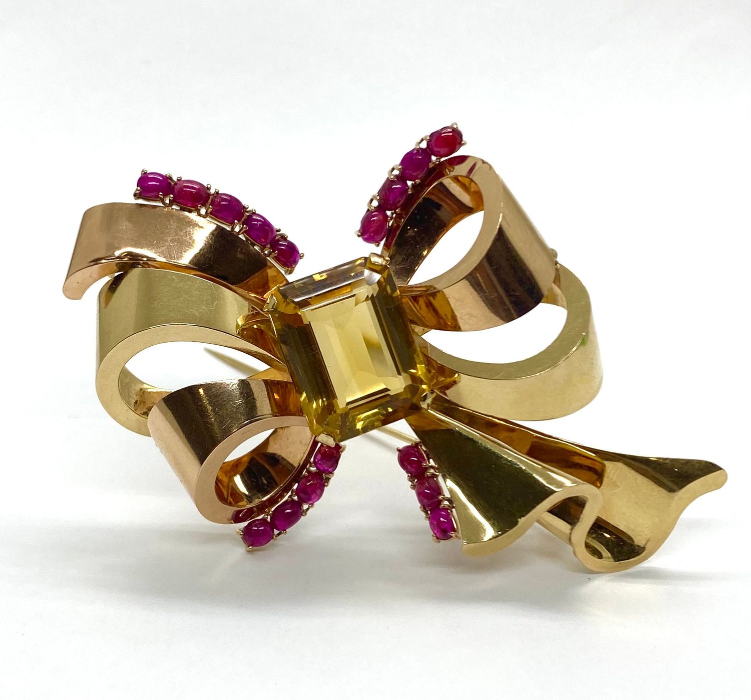 Mauboussin Retro Brooch with Ruby and Citrine