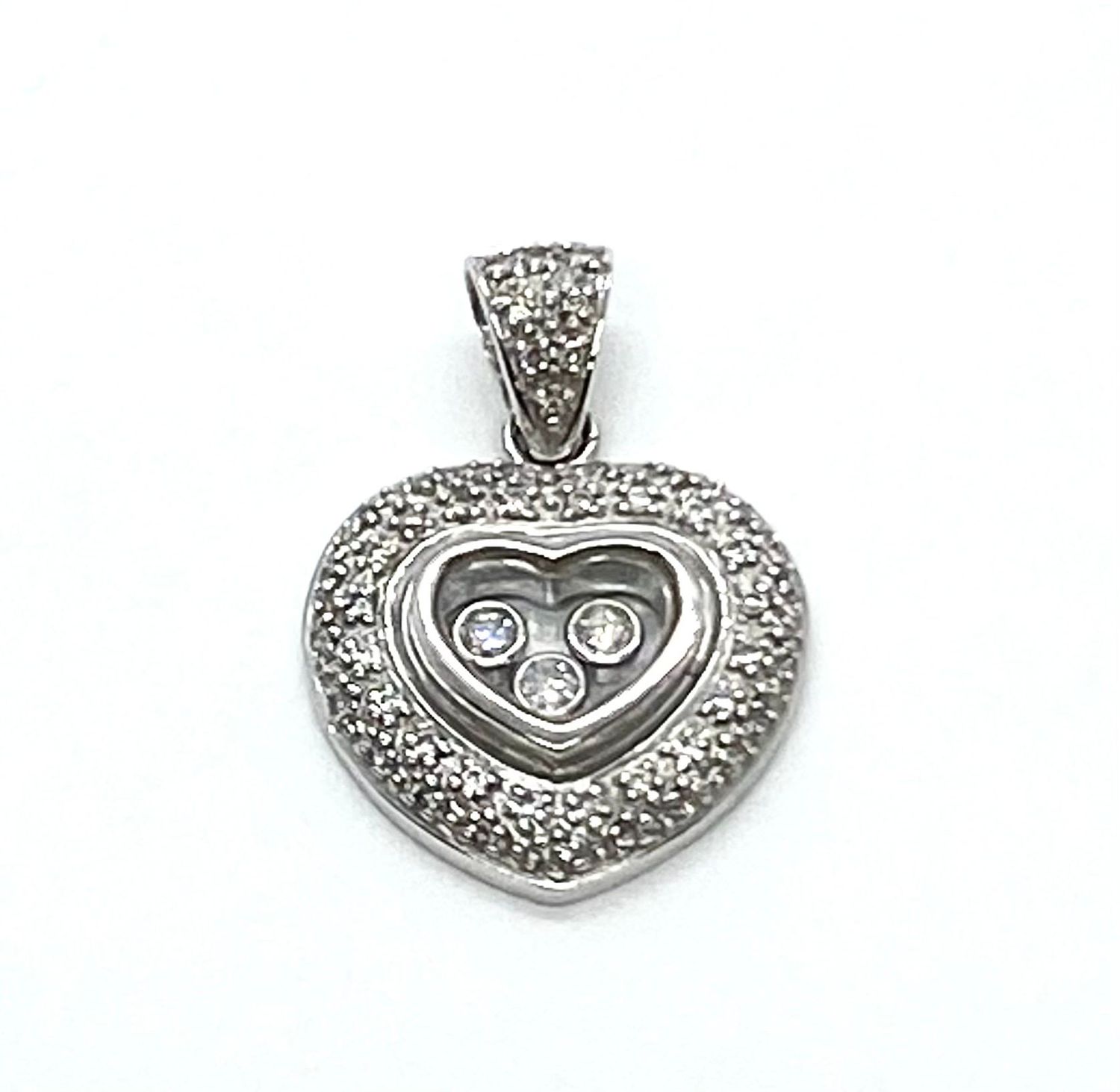 Floating Diamonds Heart Pendant