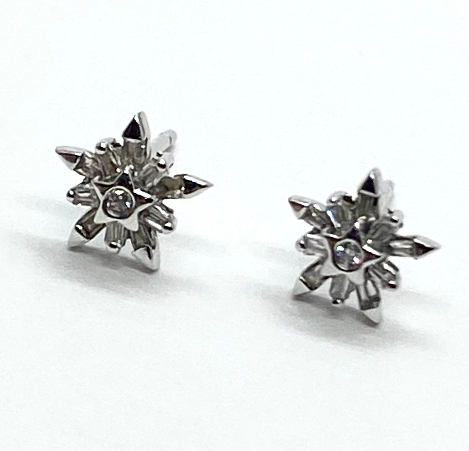 Baguette Diamond Snowflake Earrings