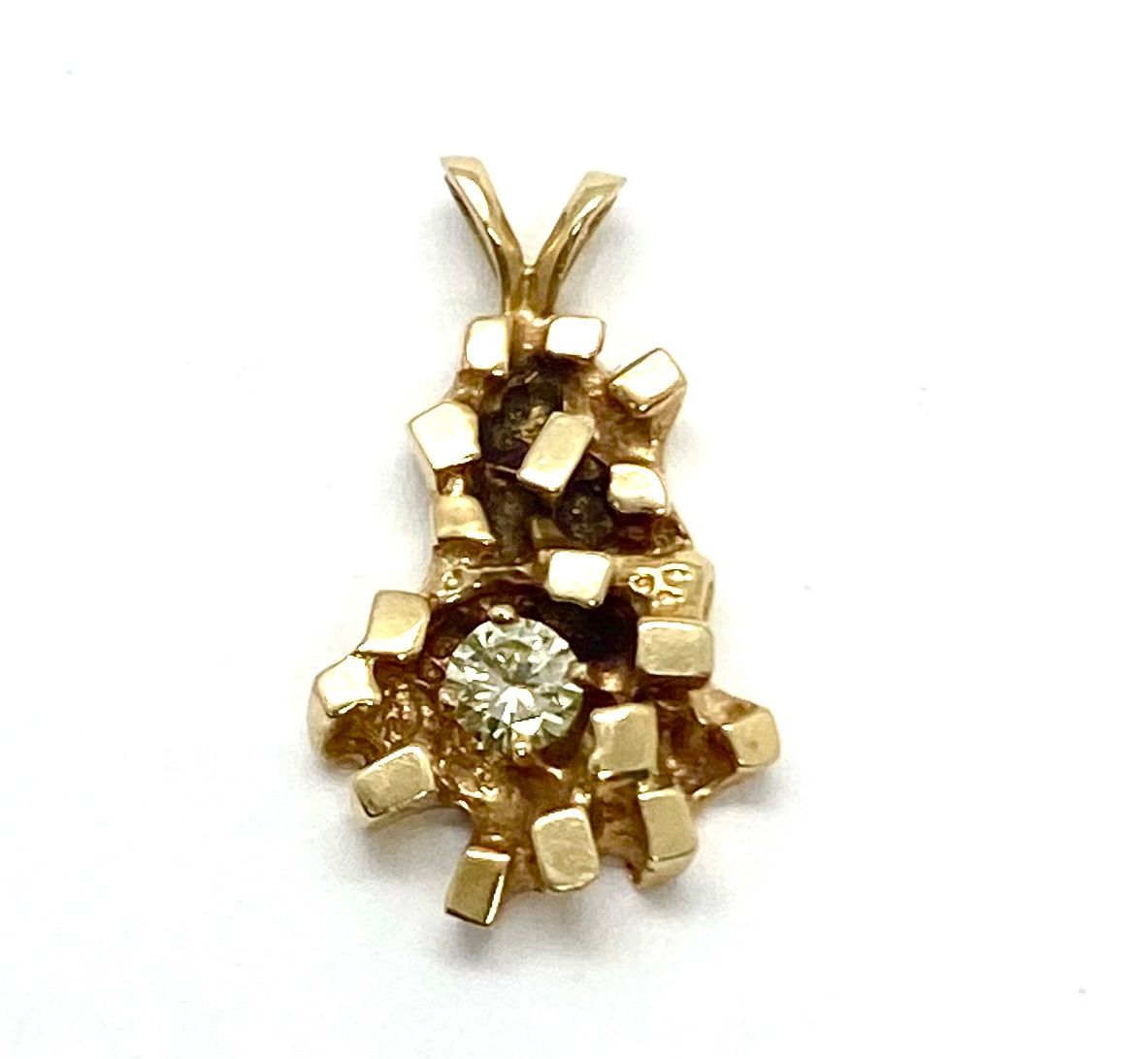 Yellow Gold and Diamond Nugget Pendant