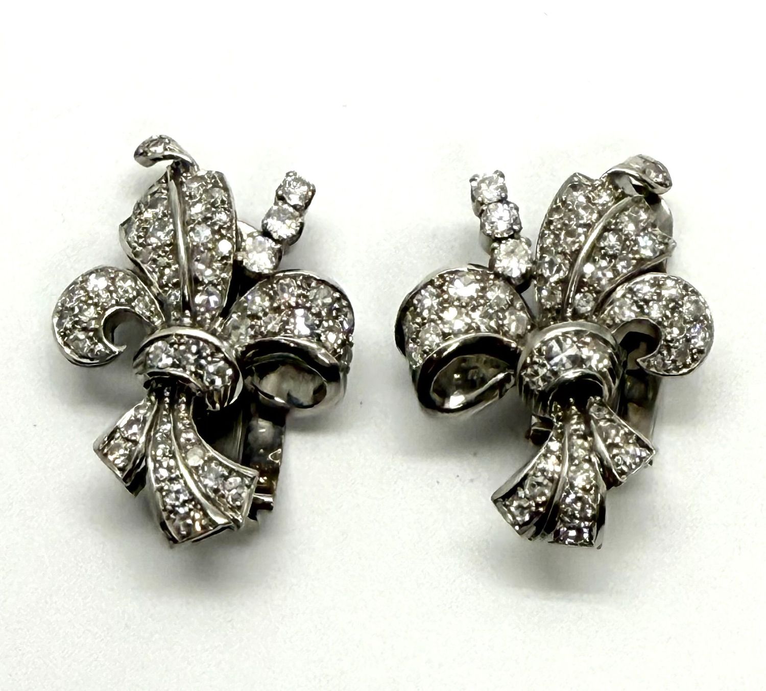 Art Deco Platinum and Diamond Earrings
