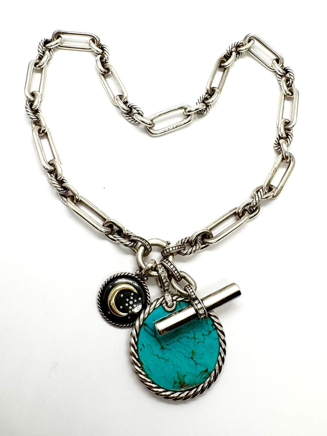 DAVID YURMAN Turquoise, MOP, Diamond Reversible Necklace