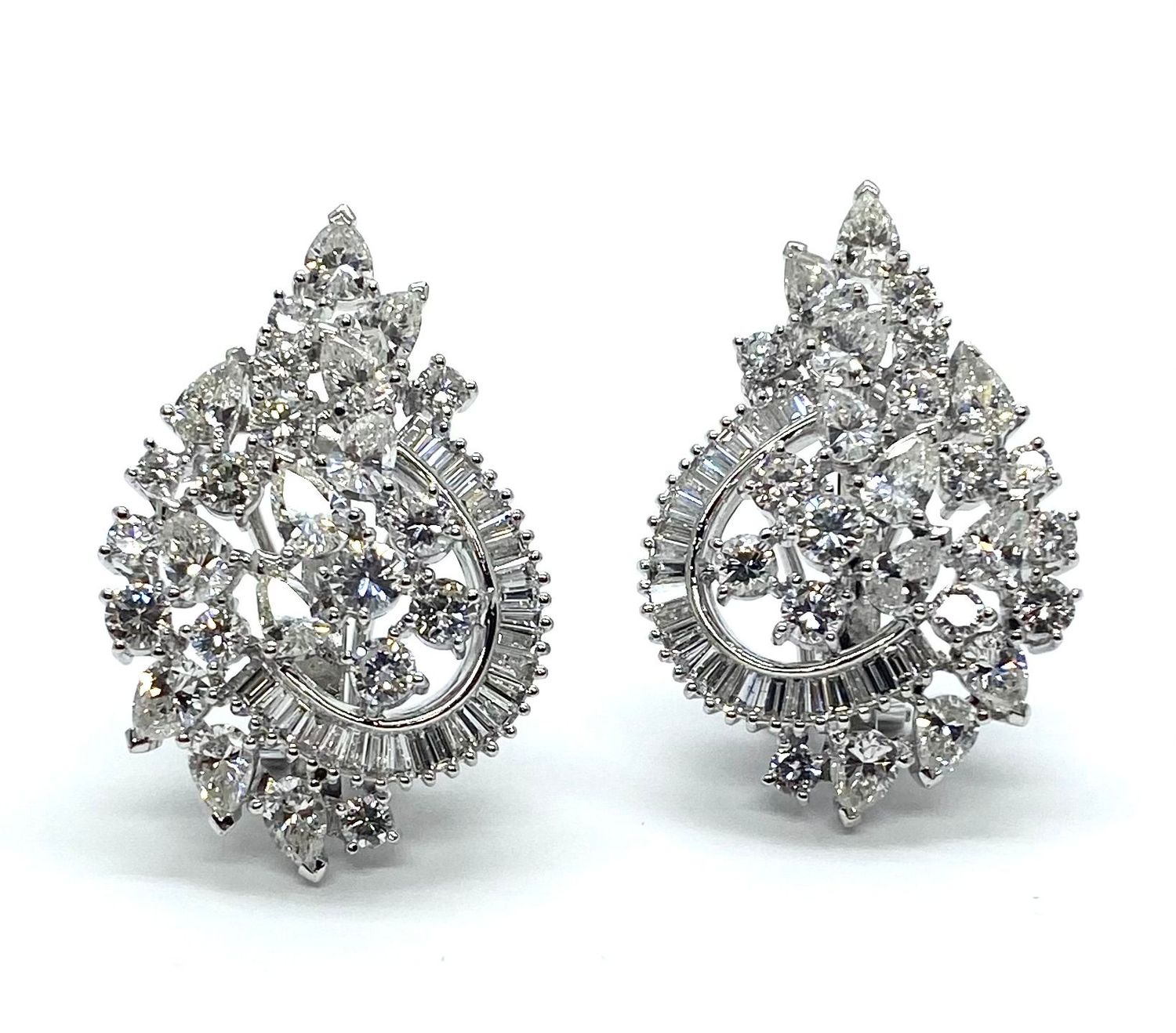 Vintage White Gold Diamond Earrings