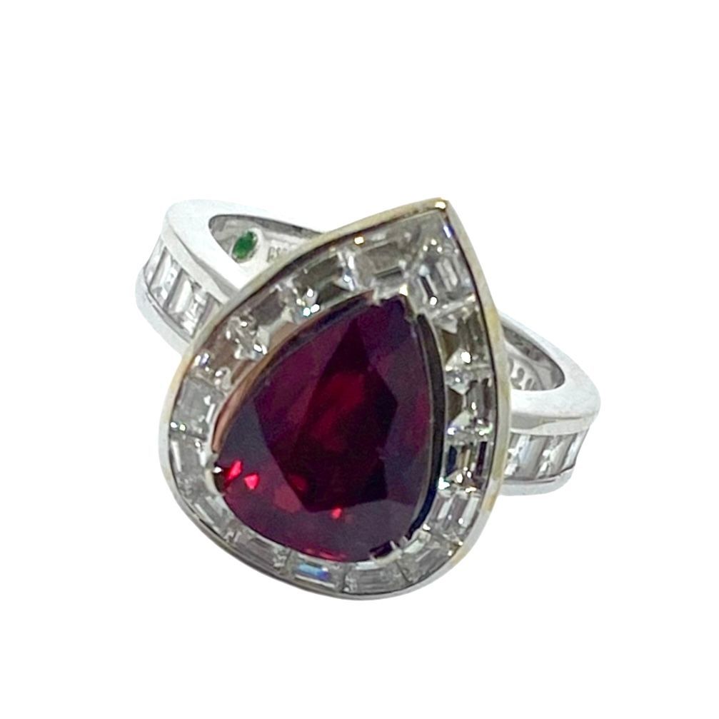 No heat Mozambique Ruby and Diamond Ring