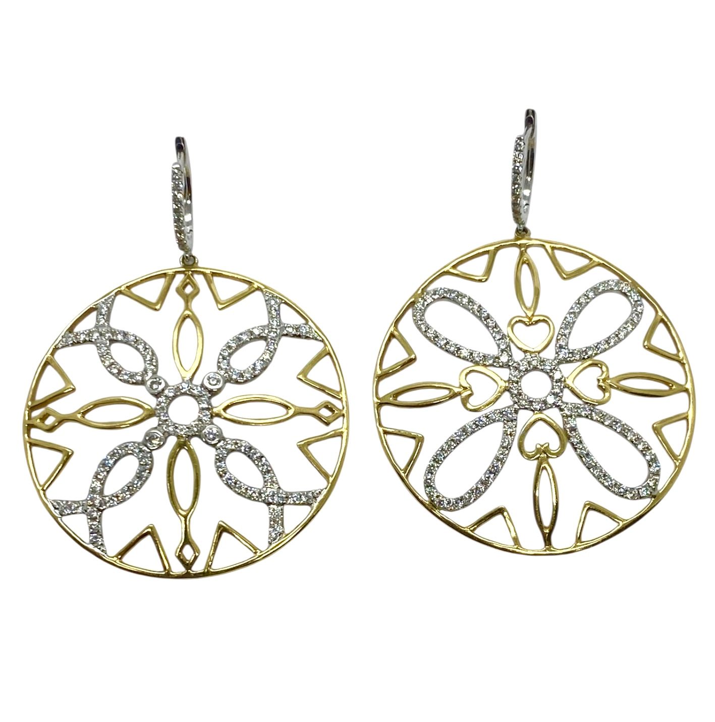 Stylish Yellow Gold and Diamond Earrings