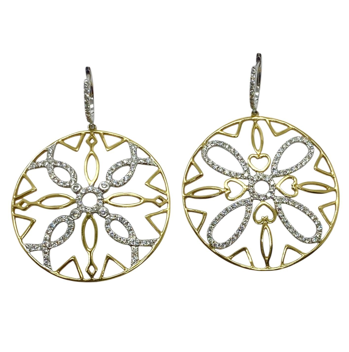 Stylish Yellow Gold and Diamond Earrings