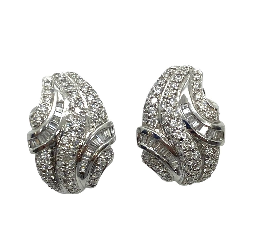 Estate White Gold and Diamond Earrings