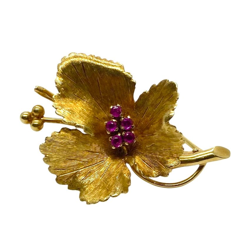 Vintage Tiffany & Co. Ruby Flower Pin
