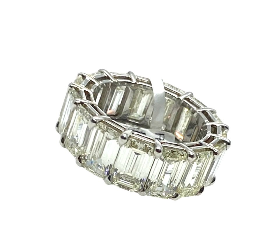 Majestic Platinum emerald cut Diamond Eternity Ring