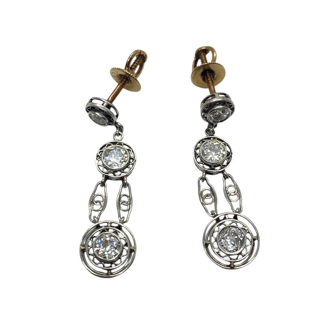 Art Deco Platinum and Diamond Earrings