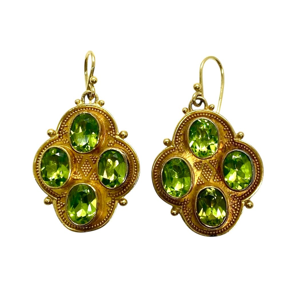 Luna Earrings in 22K Gold with Peridot