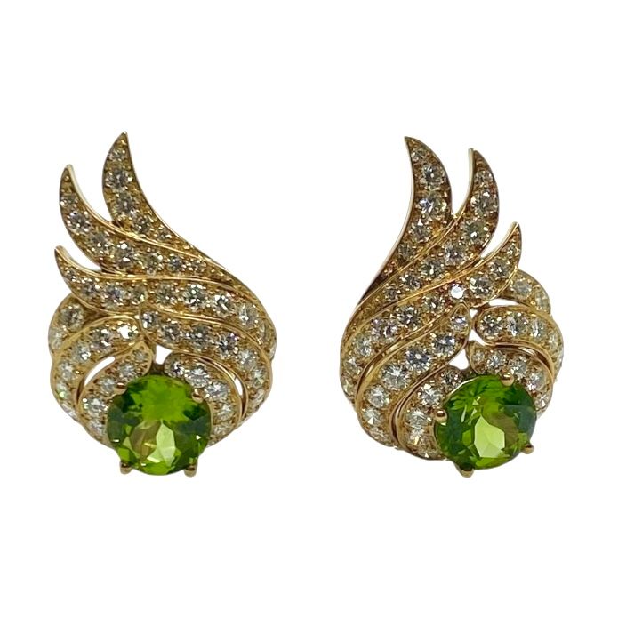Estate Peridot and Diamond Earrings