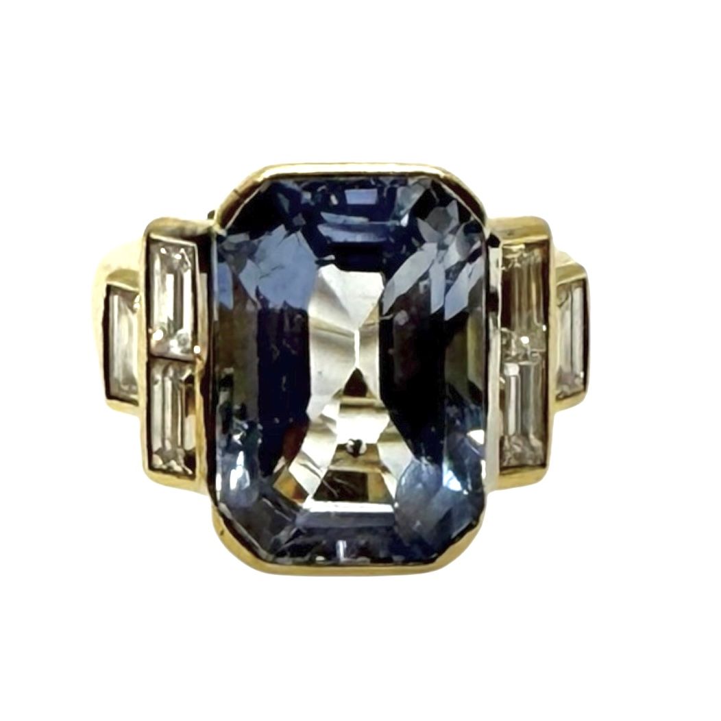 Vintage synthetic Sapphire and Diamond Ring