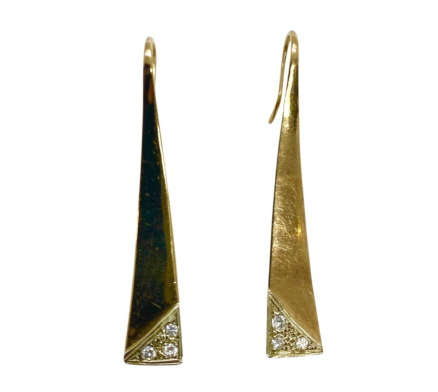 Estate Yellow Gold and Diamond Earrings