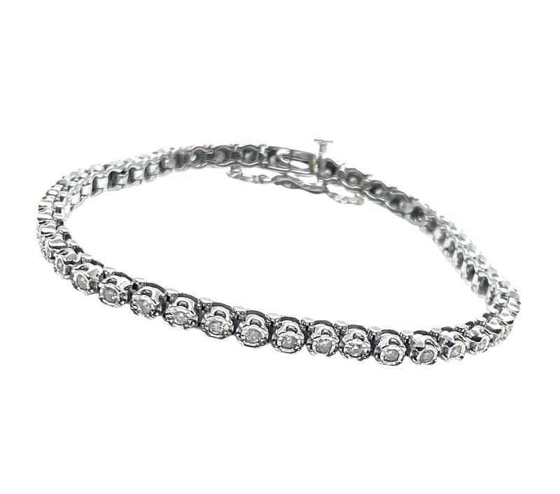 Silver and Diamond Tennis Bracelet Silver and Diamond Tennis Bracelet